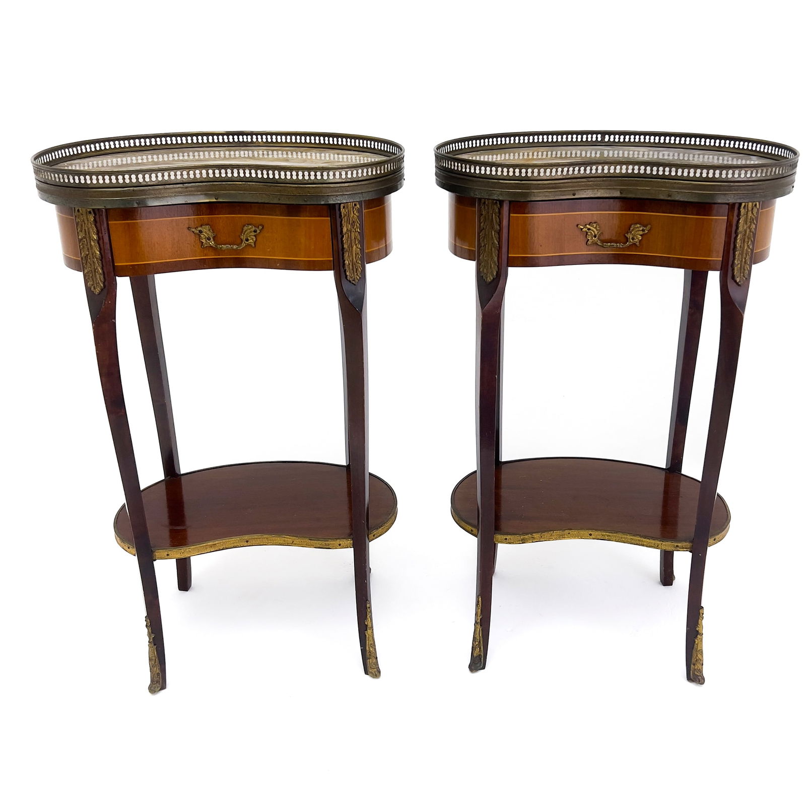 Pair of French Empire Style Kidney Bean Bedside Tables (1 of 4)
