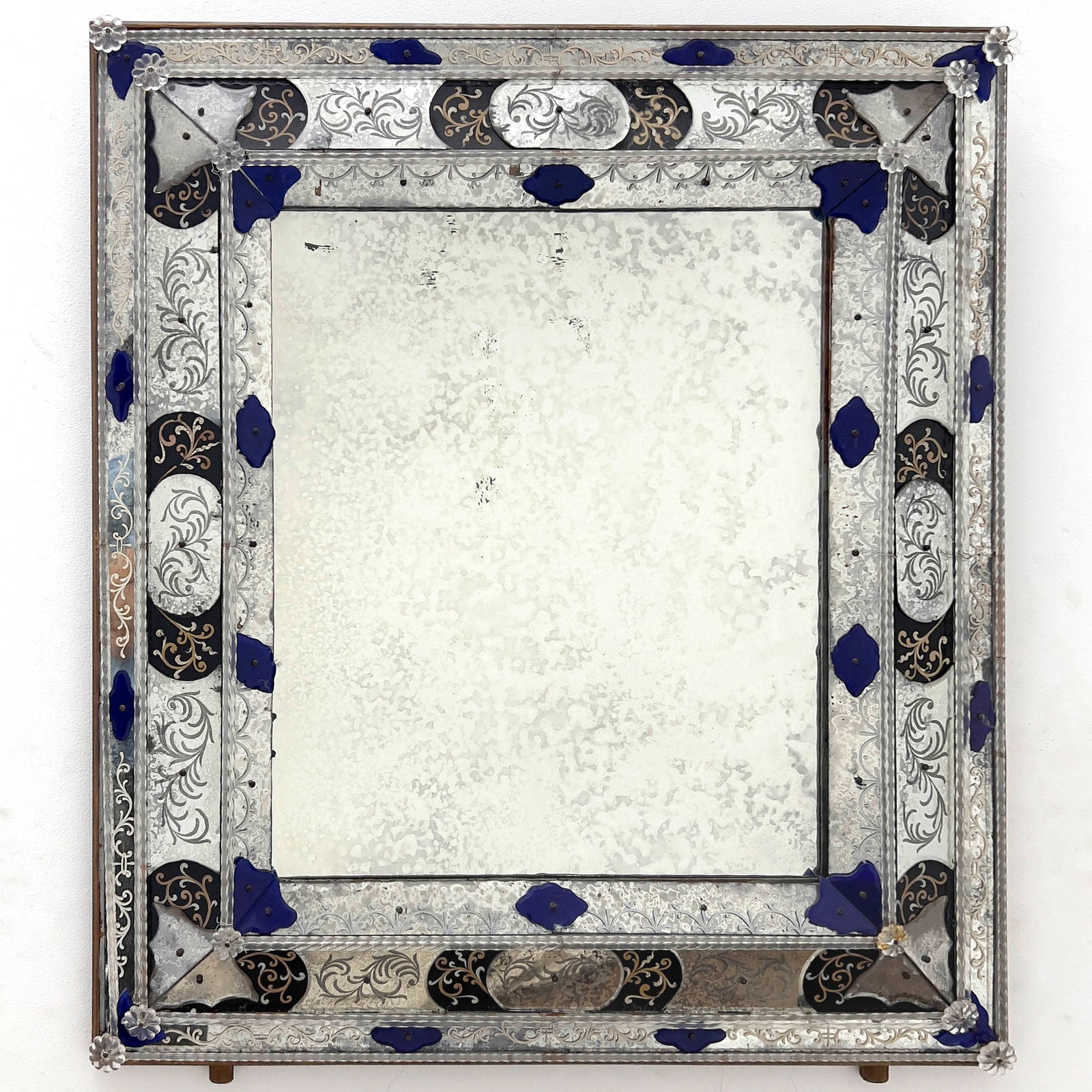 Venetian Etched and Blue Glass Mirror (1 of 3)