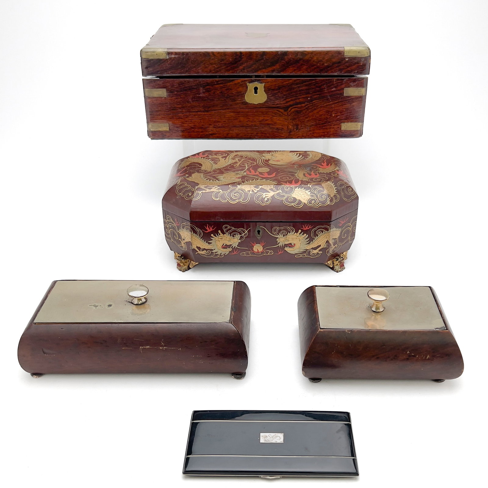 Antique lap desk, Chinese lacquer jewelry box, and more boxes (1 of 5)