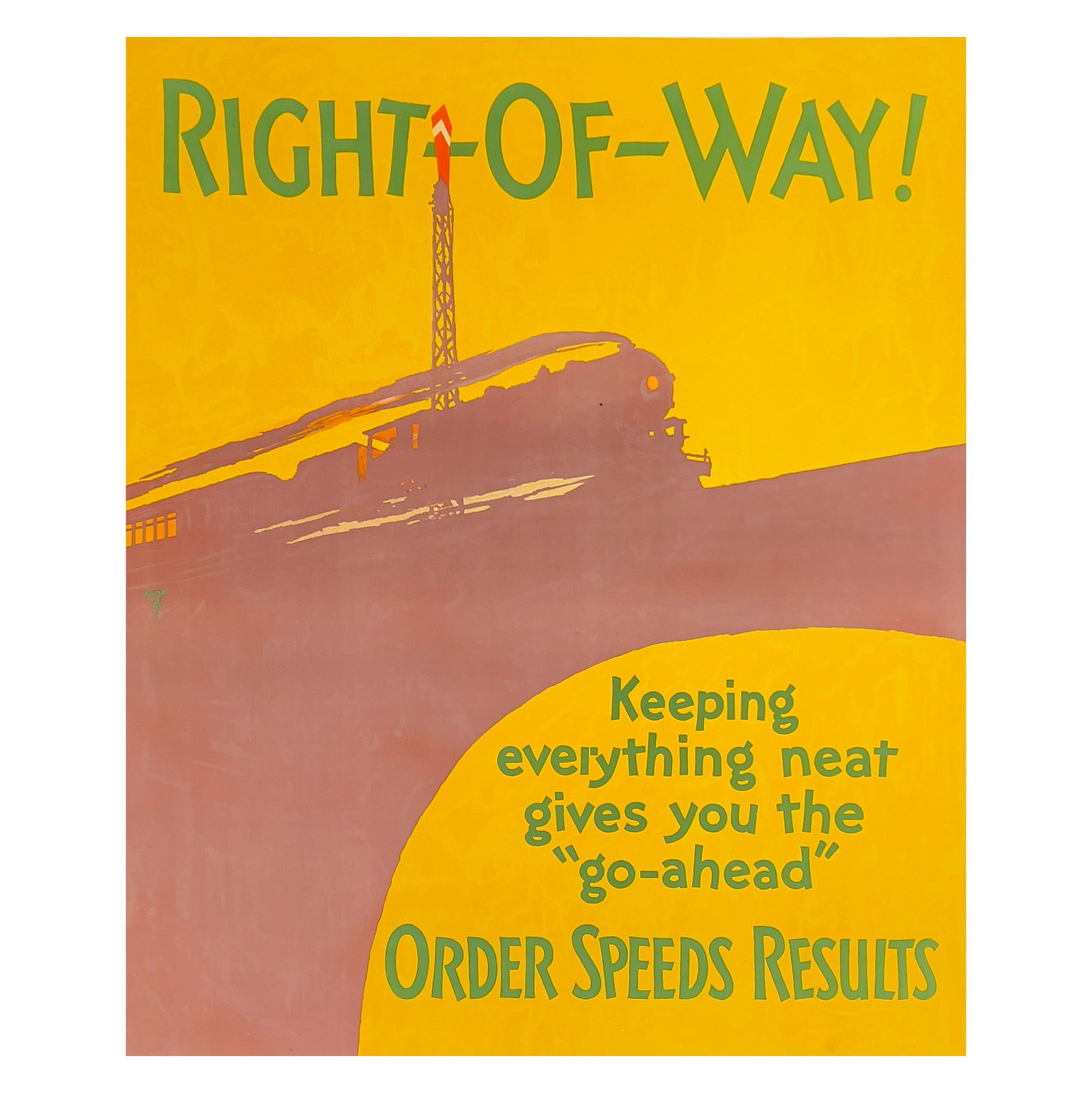 Henry Lee - Mather / Right-of-Way: Lot 15 Henry Lee American (1905-1975) Mather / Right-of-Way (1929) linen backed lithograph Art Deco Mather work incentive poster designed by Henry Lee Jr. Part of Mather's work incentive series