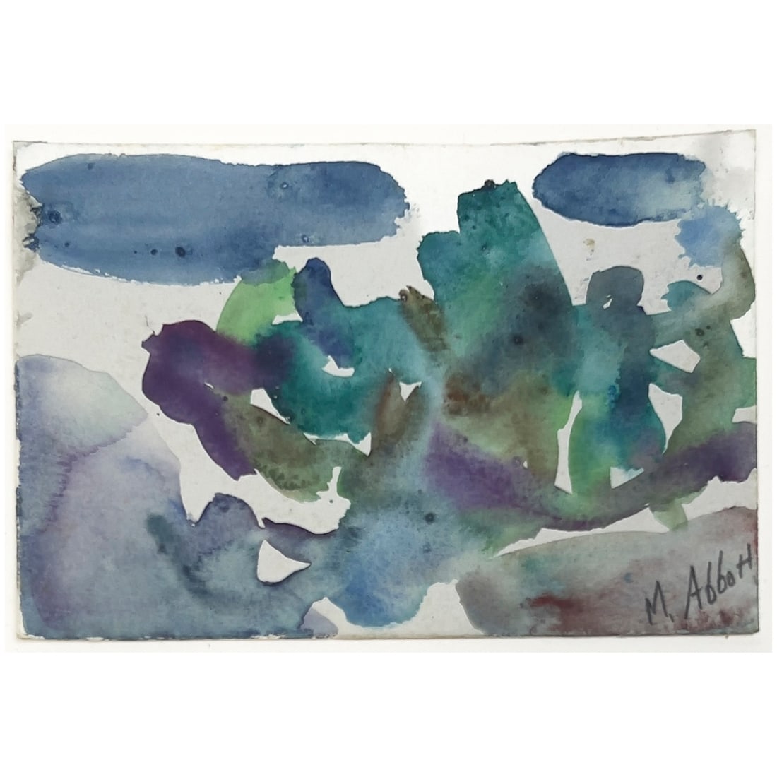 Mary Abbott - Untitled: Lot 41 Mary Abbott American (1921-2019) Untitled watercolor signed lower right 3 7/8 x 5 7/8 inches wood frame with acrylic glazing, 9 x 11 x 1 1/2 inches Provenance: From a Private Manhattan