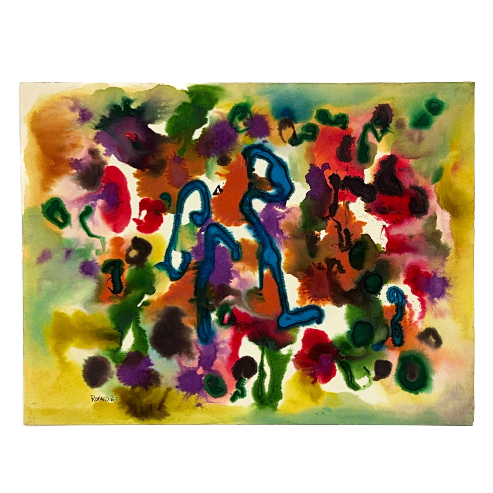 William Ronald - Untitled (Blue, Green, and Red Composition): Lot 75 William Ronald Canadian (1926-1998) Untitled (Blue, Green, and Red Composition) (1963) watercolor on paper signed lower left 18 1/4 x 24 1/8 inches unframed Provenance: From the Estate of