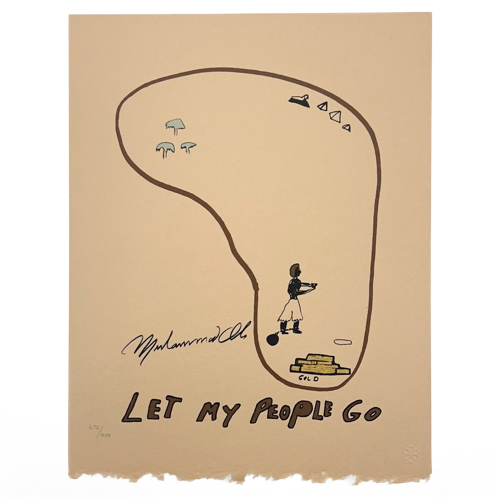 Muhammad Ali - Let My People Go: Lot 192 Muhammad Ali American (1942-2016) Let My People Go serigraph numbered 672/1000 10 7/8 x 8 7/16 inches unframed Provenance: From a Private Manhattan Collection
