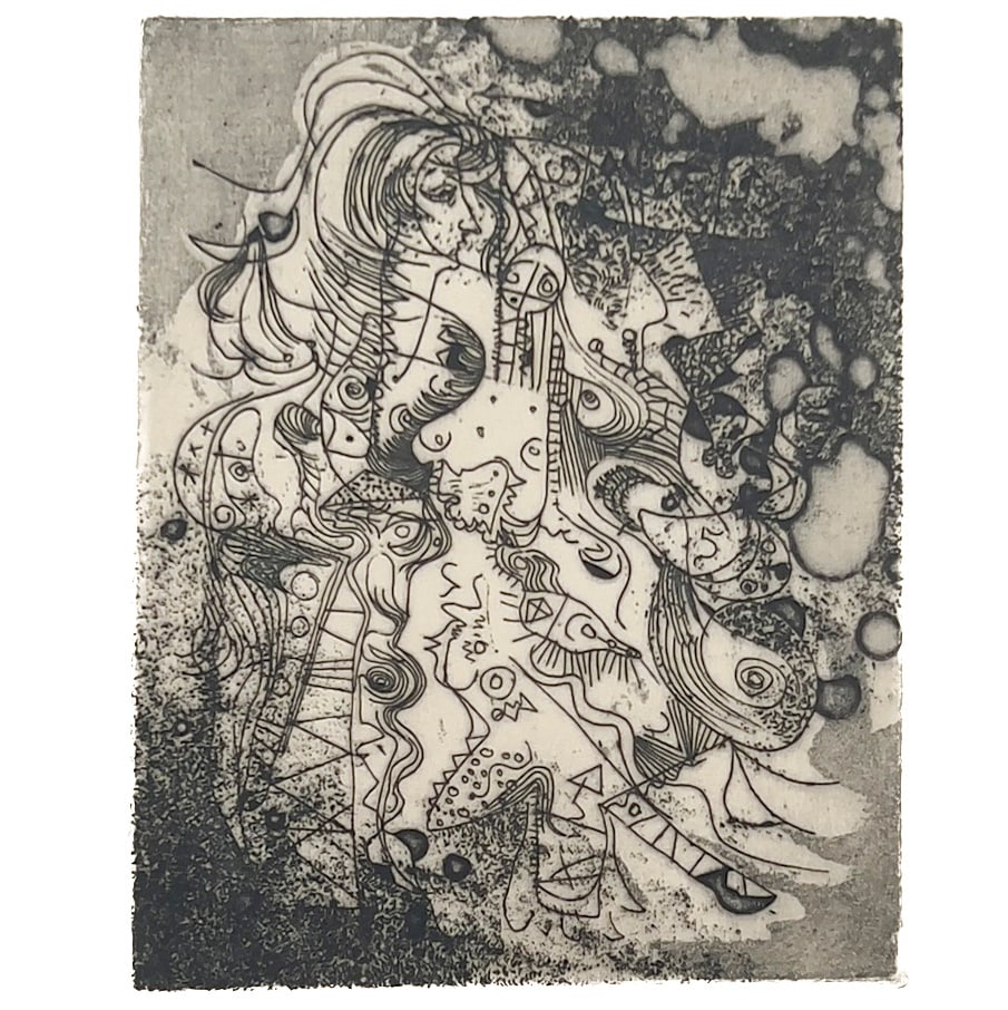 Léon Bellefleur - Signe d'orage: Lot 202 Léon Bellefleur Canadian (1910-2007) Signe d'orage (1979) etching signed, dated, titled, and numbered 2/15 sight: 9 3/4 x 7 3/4 inches metal frame with glazing, dimensions: 20 1/4 x 14 1/