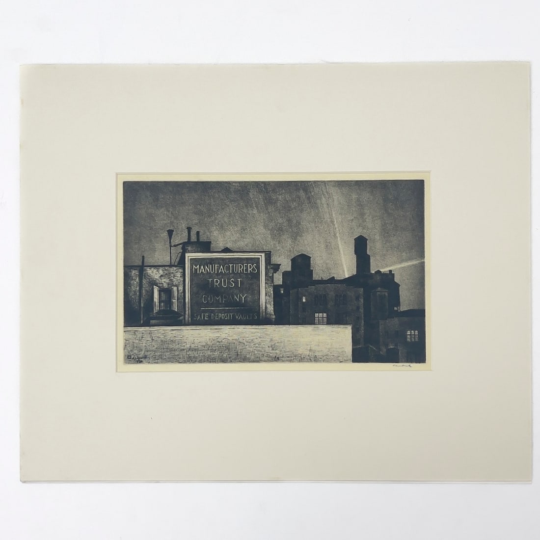 Armin Landeck - Manhattan Nocturne: Lot 208 Armin Landeck American (1905-1984) Manhattan Nocturne (1938) drypoint signed lower right, dated in plate sight: 7 1/8 x 12 inches sheet: 10 5/8 x 15 3/8 inches unframed, hinged to mat, mat dim