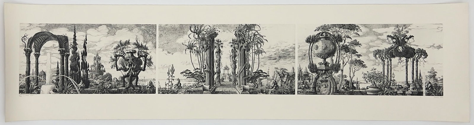 François Houtin - Le Grand Rêve (triptch): Lot 213 François Houtin French (b. 1950) Le Grand Rêve (triptch) (1987) etching three etchings on one sheet (A/B 224, 230,231), numbered x/xx lower left signed lower right each plate (3): 10