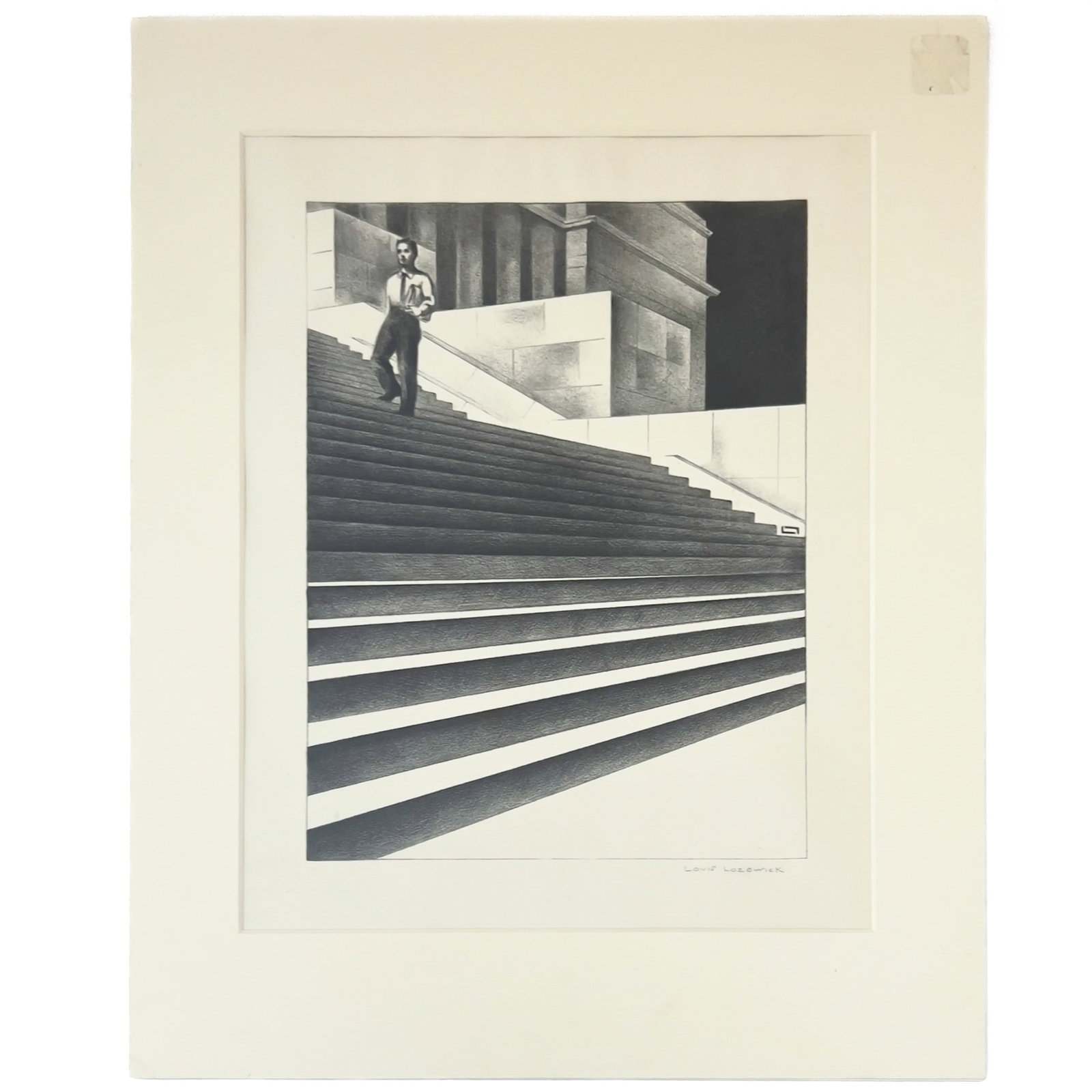 Louis Lozowick - Boy on Library Steps (1 of 3)
