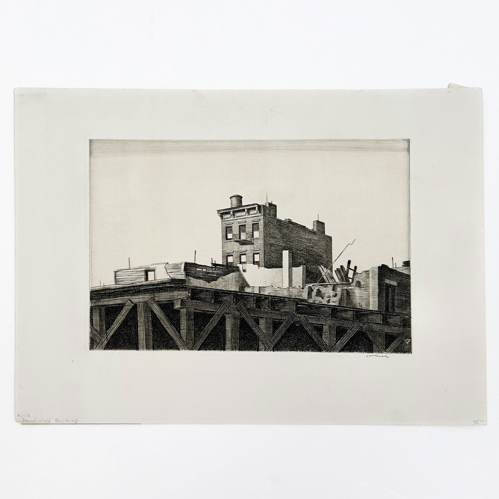 Armin Landeck - Demolition #1: Lot 217 Armin Landeck American (1905-1984) Demolition #1 drypoint signed lower right sight: 6 x 9 inches sheet: 9 3/8 x 13 1/8 inches unframed Provenance: The Eugene and Dorothy Prakapas Estate