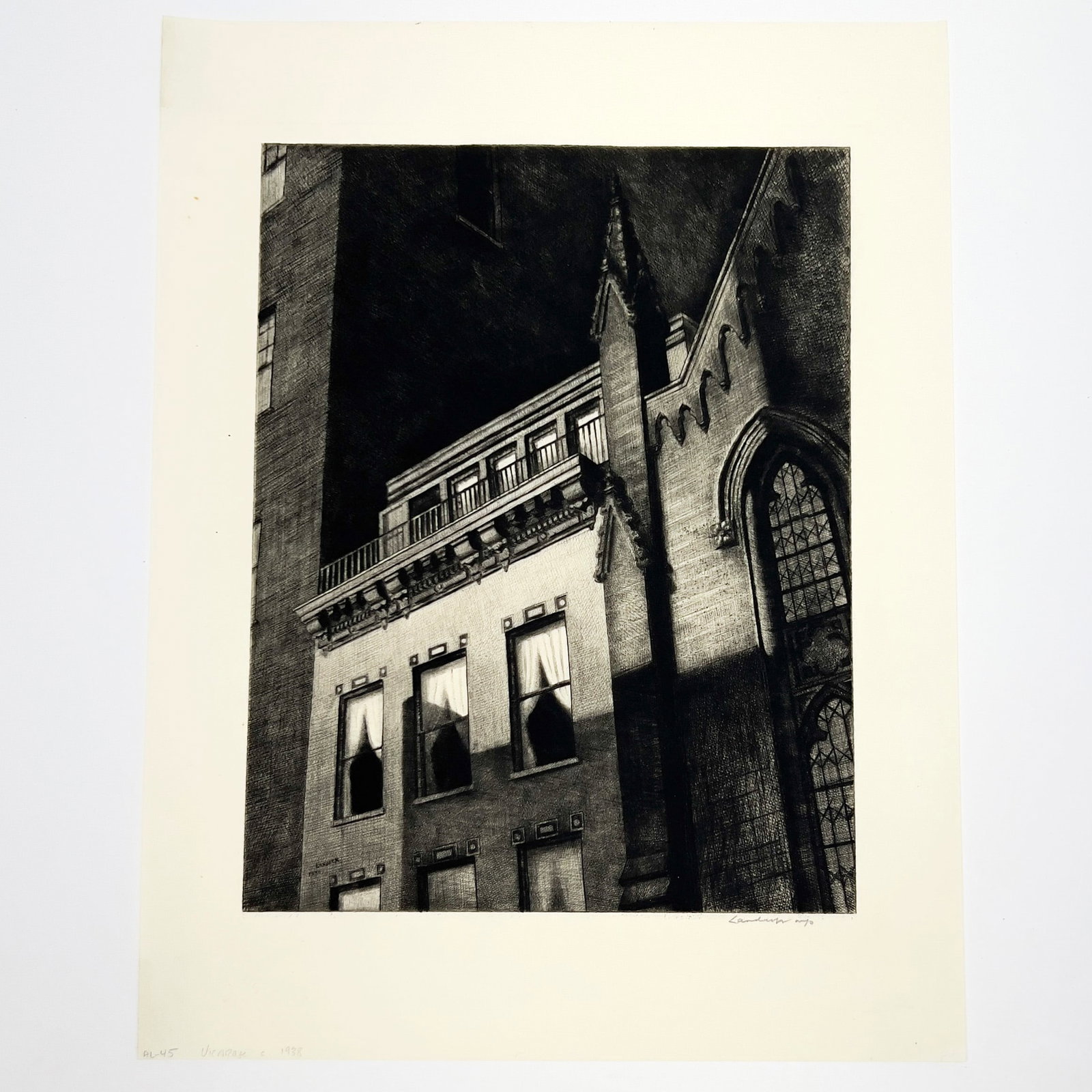 Armin Landeck - 11 West 11th Street: Lot 223 Armin Landeck American (1905-1984) 11 West 11th Street etching and drypoint signed lower right sight: 12 7/8 x 9 7/8 inches sheet: 17 1/2 x 13 1/4 inches unframed Provenance: The Eugene and