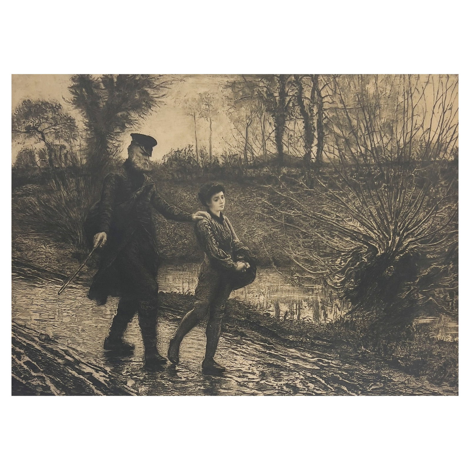 Frederick Walker - The Wayfarers: Lot 228 Frederick Walker British (1840-1875) The Wayfarers (1866) etching initialed F.W. and dated in matrix lower right, indistinct writing lower right margin image: 17 1/4 x 24 1/2 inches wood