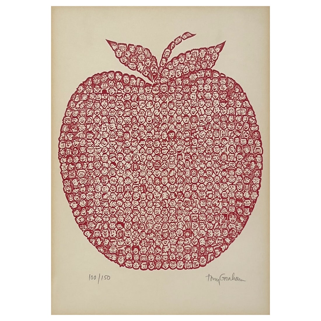 Tony Graham - Big Red Apple: Lot 240 Tony Graham American (1932-1992) Big Red Apple serigraph signed lower right numbered 100/150 sight: 8 1/4 x 6 inches red metal frame with glazing, dimensions: 11 1/4 x 9 1/8 x 1 inches 