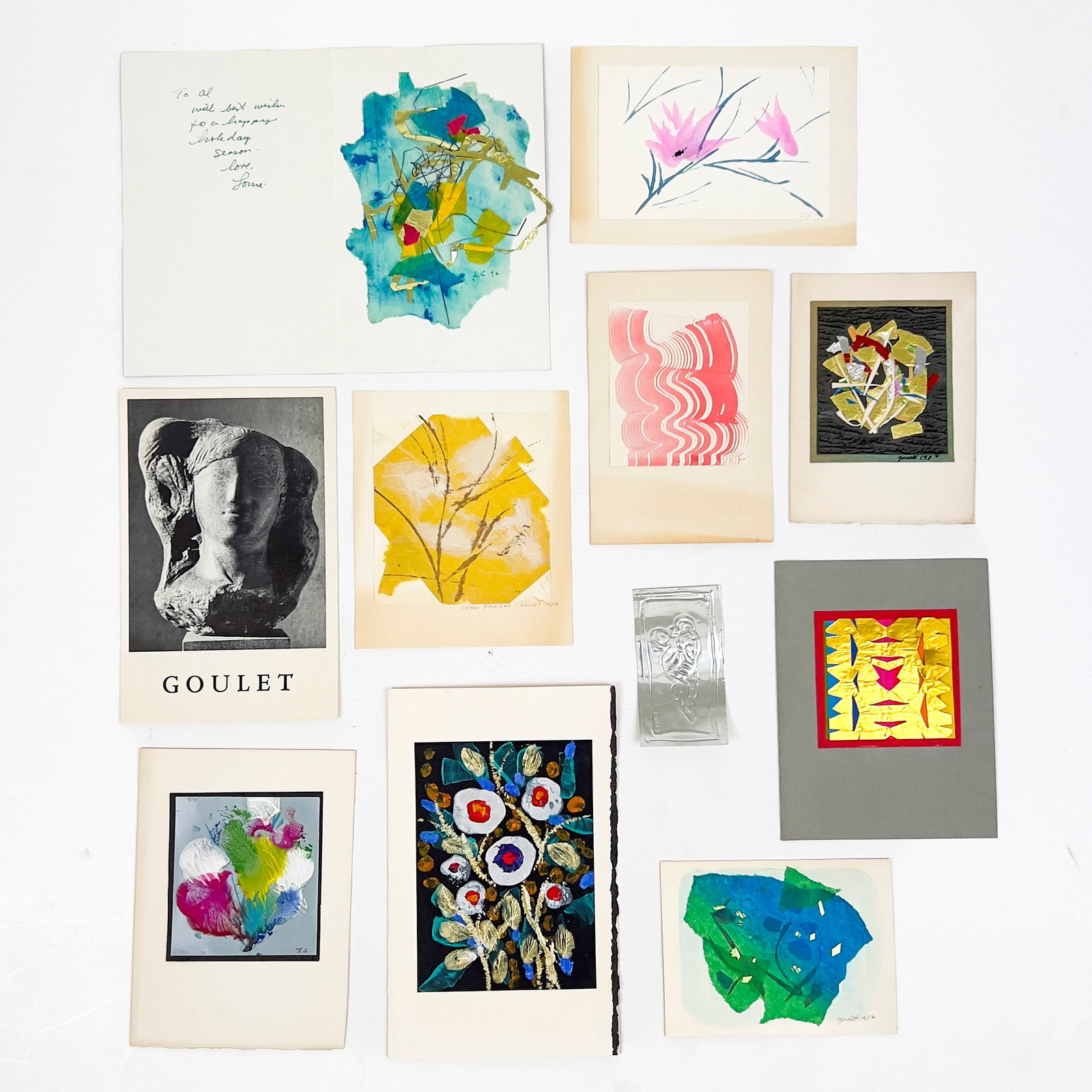 Lorrie Goulet - Group of Christmas Cards: Lot 254 Lorrie Goulet American (1925-2021) Group of Christmas Cards (1963-1993) woodcut including several Season Greetings Cards from Lorrie Goulet from various years between 1963 to 1993 each signed