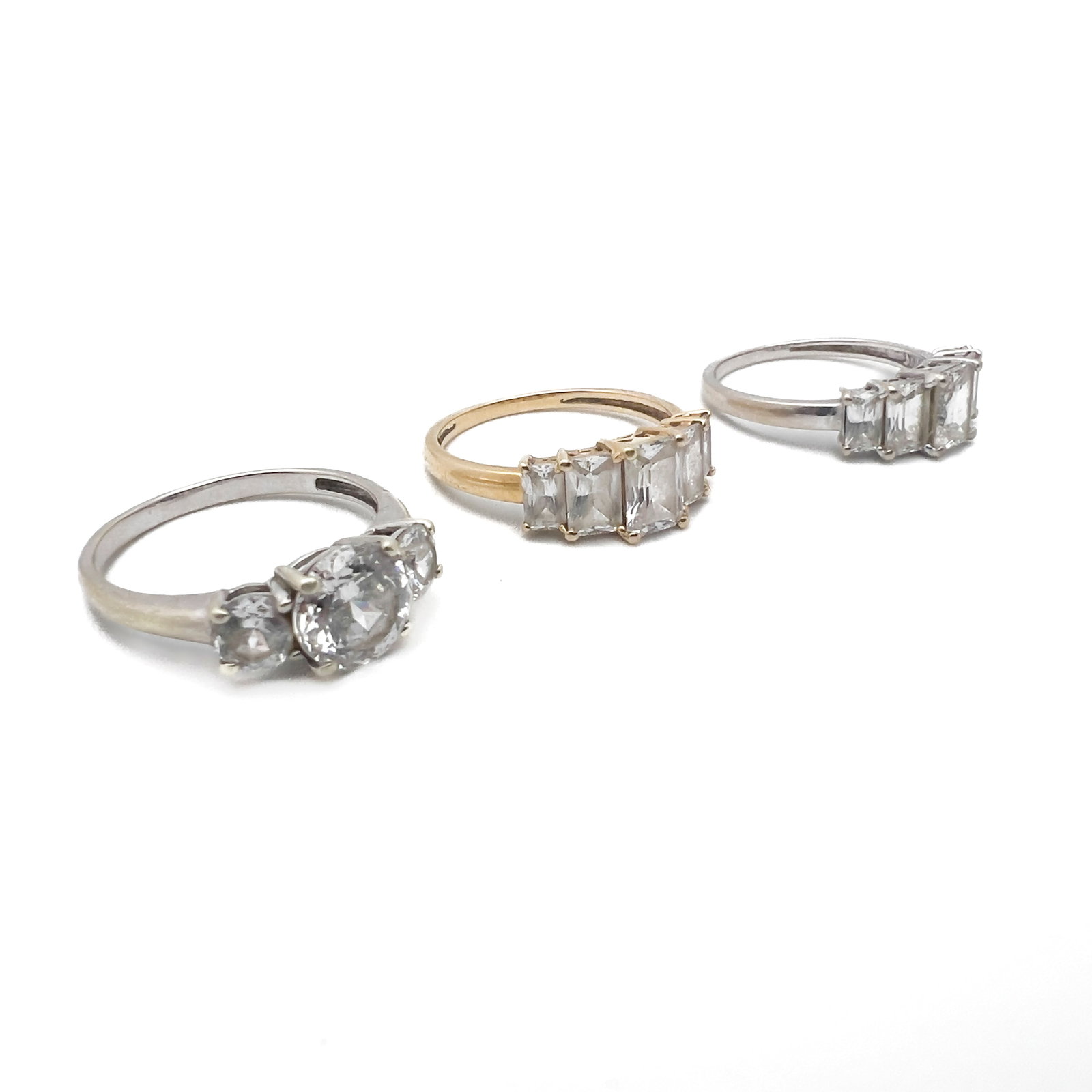 Three Gold Rings With Clear Stones (1 of 3)