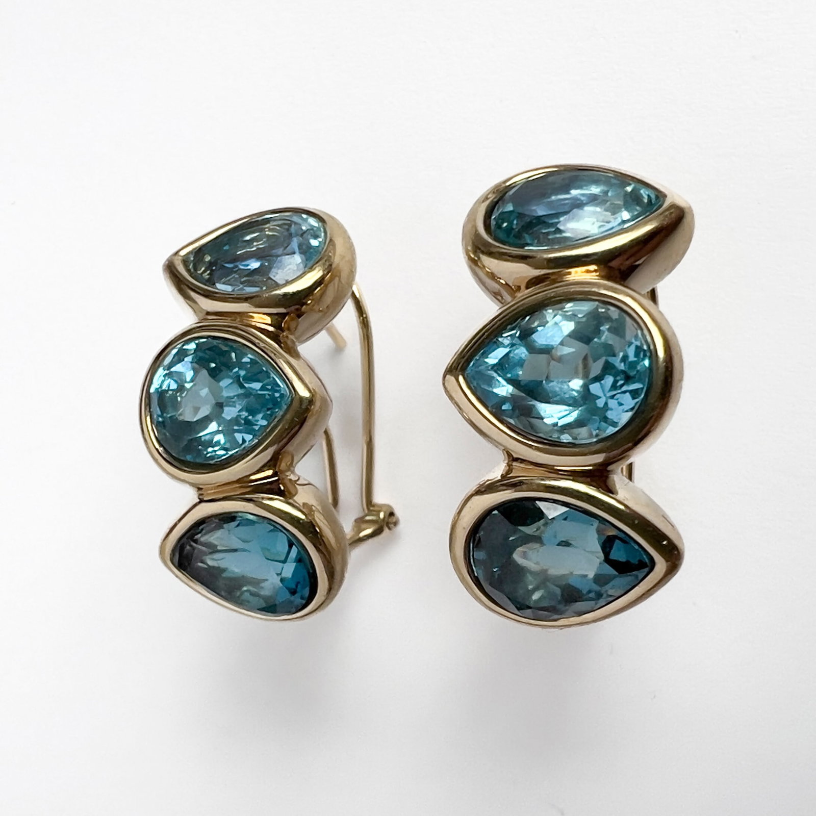 Italian Yellow Gold with Blue Topaz Earrings (1 of 3)