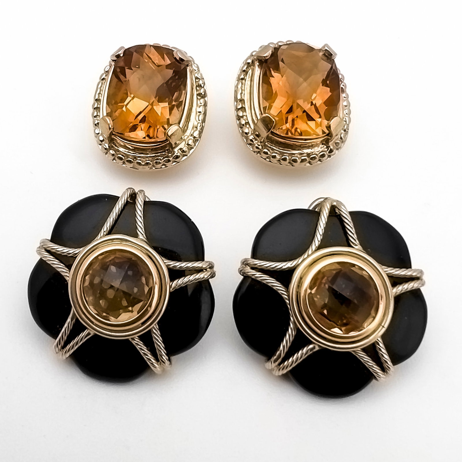 Onyx and Citrine Earrings in Yellow Gold (1 of 3)