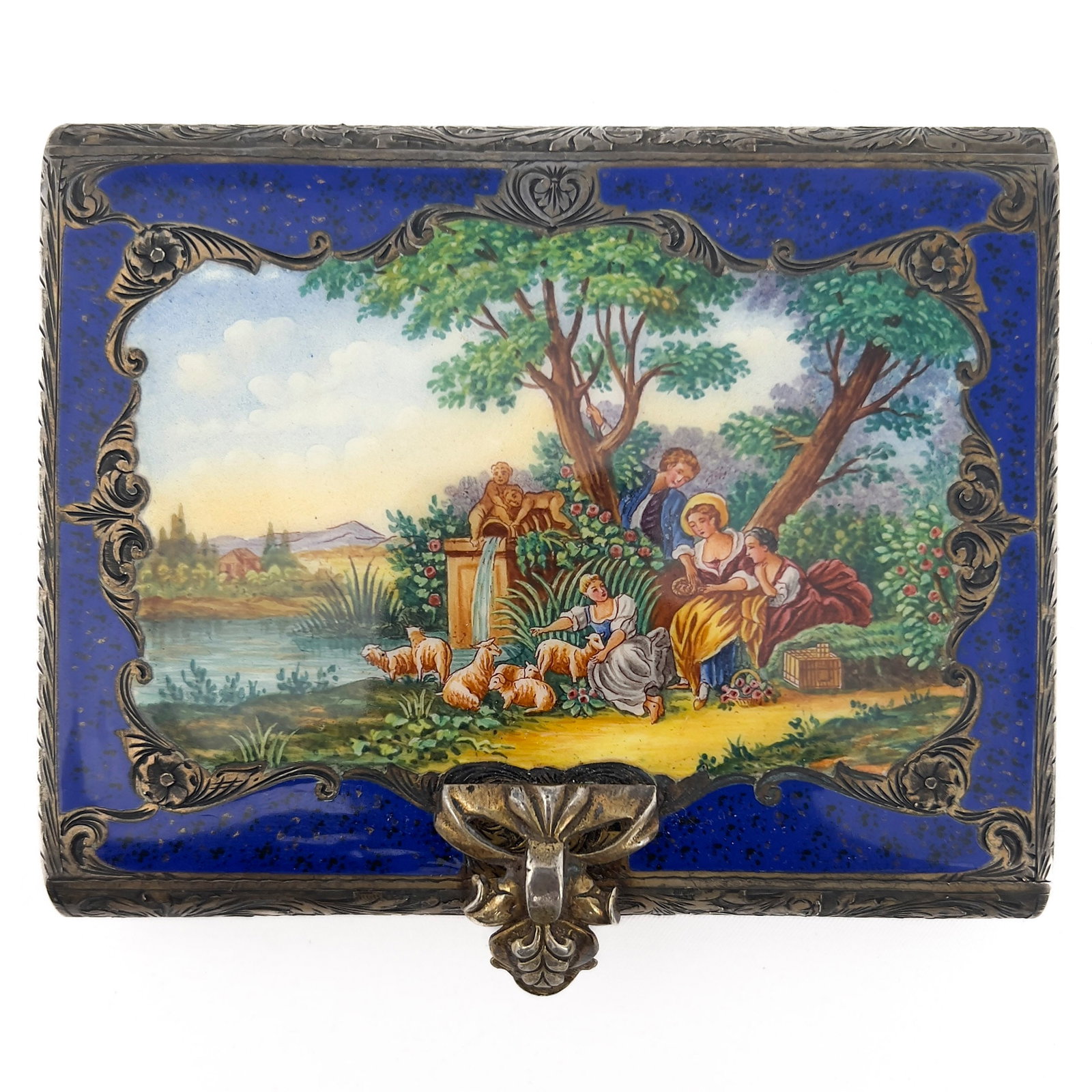 Italian Enamel Silver Compact and Cigarette Case (1 of 5)