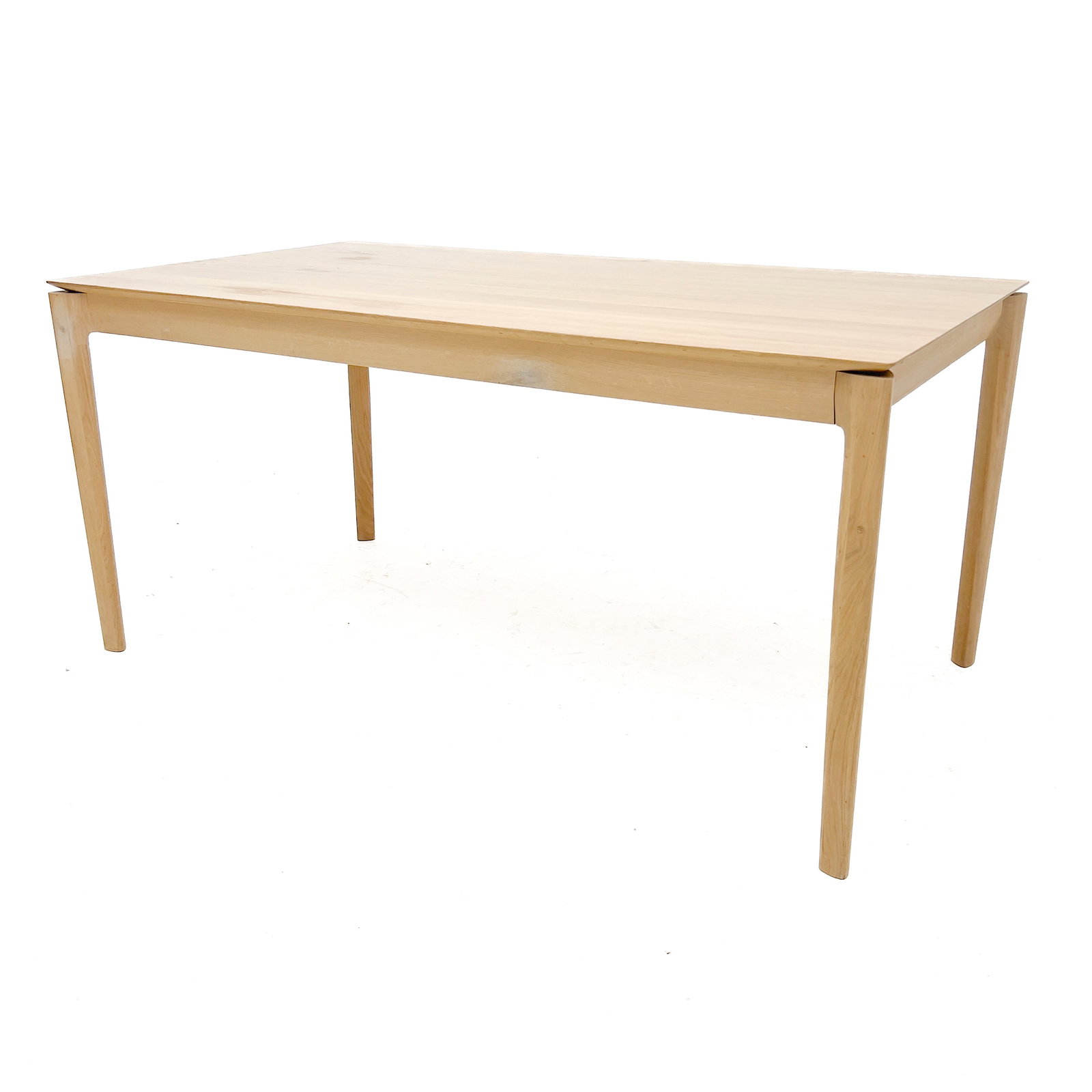 Contemporary Modernist Oak Extendable Dining Table: Lot 20 Contemporary Modernist Oak Extendable Dining Table (21st Century) Oak, Wood, Metal 30 x 63 x 35 1/2 inches Description: A contemporary modern dining table constructed from blonde oak veneers fe