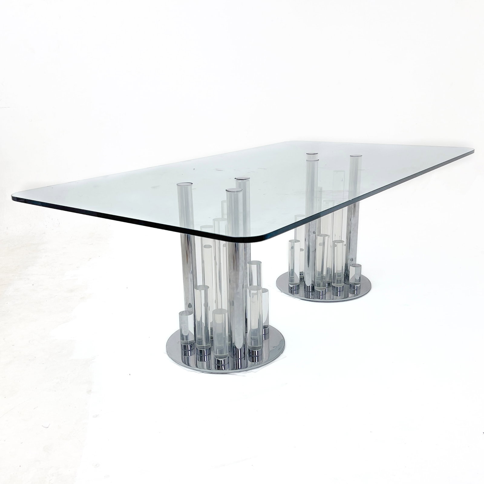 Charles Hollis Jones - \”Skyscraper\” Lucite and Chrome Dining Table (1 of 5)