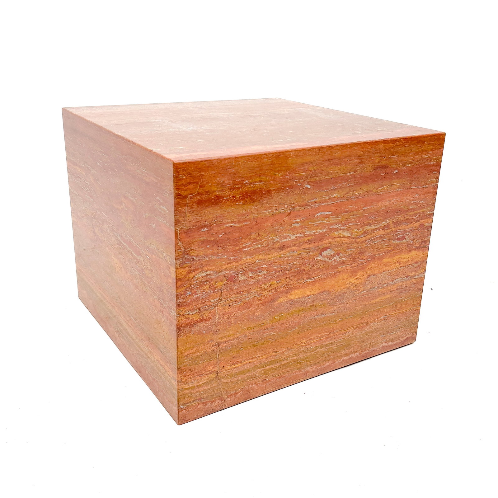 Red Travertine Cube Plinth or Table (1 of 4)