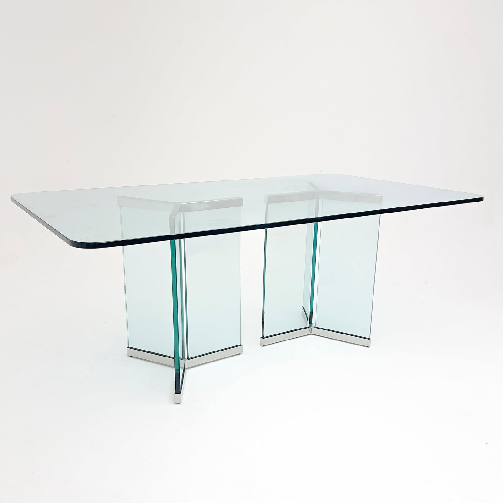 Leon Rosen - Pace Collection Glass and Chrome Dining Table (6060) (1 of 4)