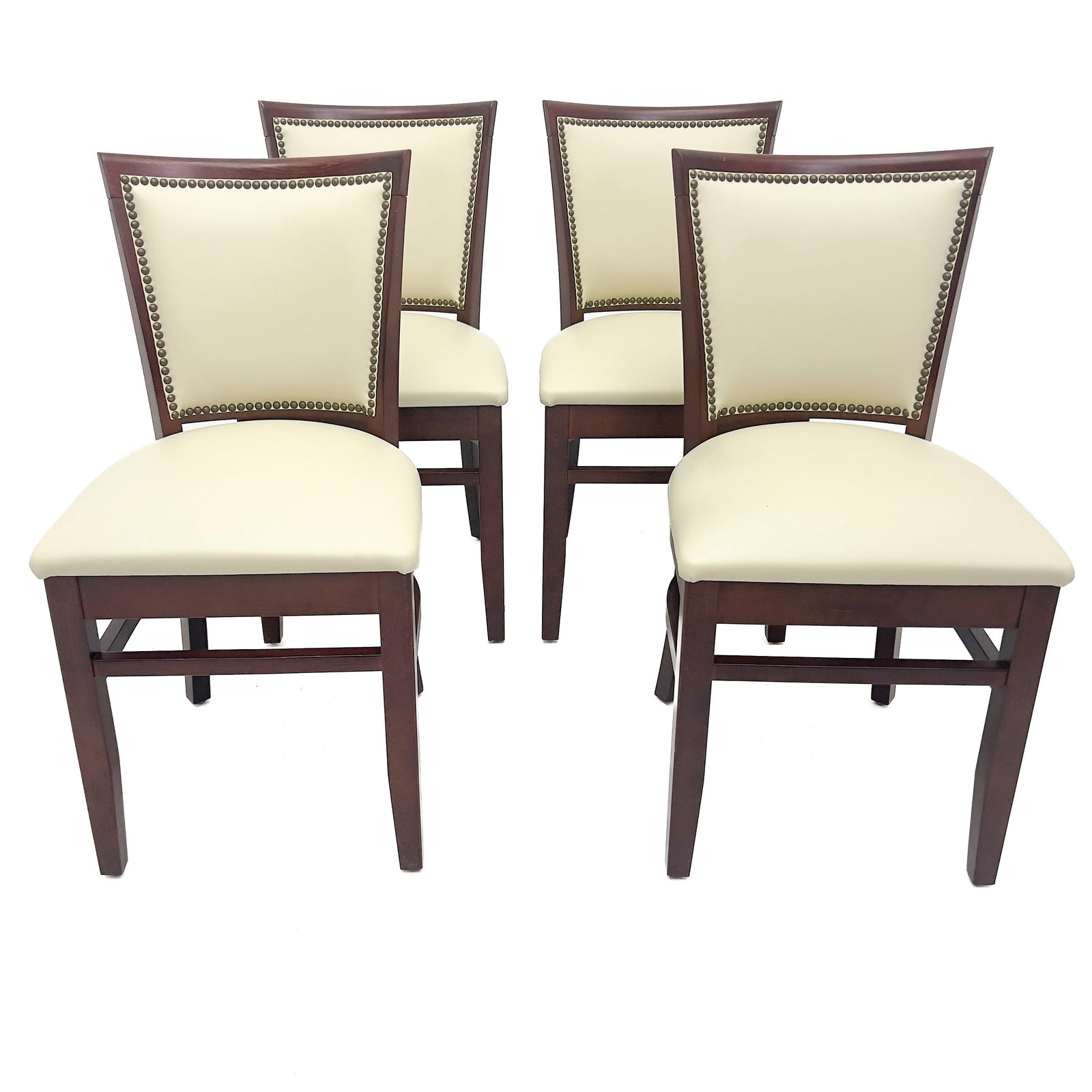 Contemporary Nailhead Trim Dining Chairs: Lot 37 Contemporary Nailhead Trim Dining Chairs (21st Century) wood, upholstery, brass 32 x 20 x 16 inches Provenance: From a Private Collection