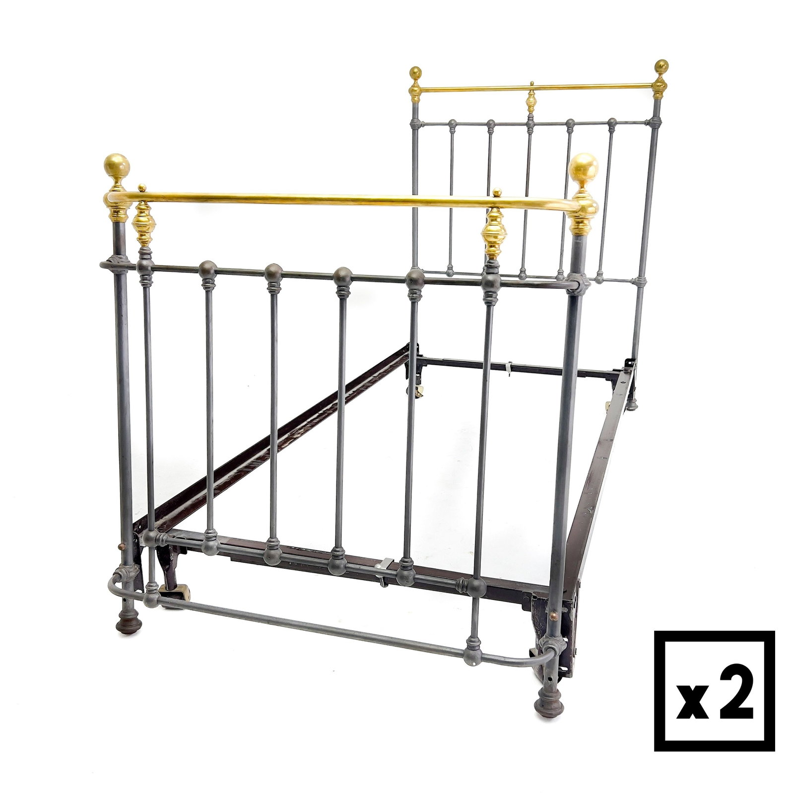 A Pair of Brass Topped Twin Bed Frames (1 of 4)