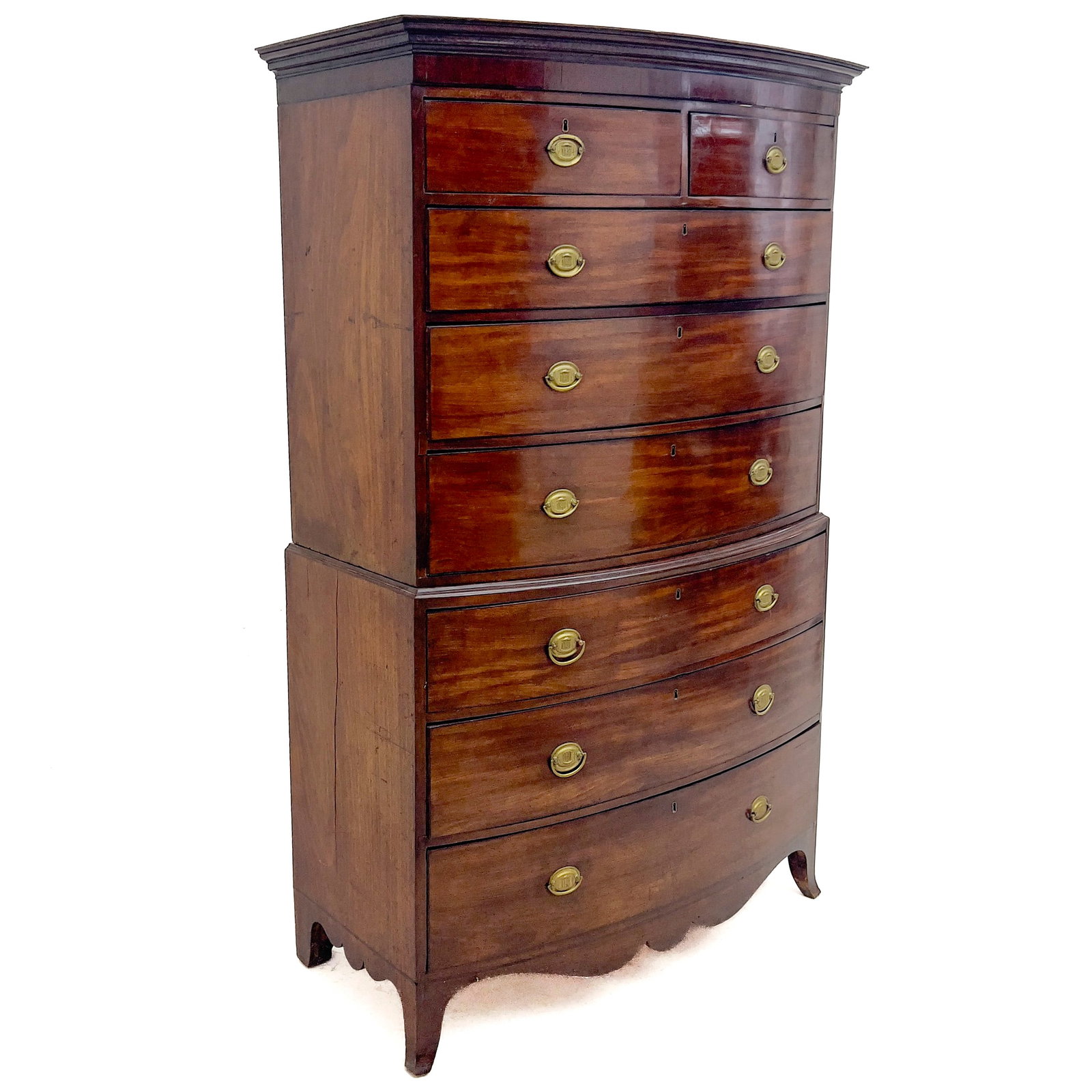 English Sheraton Mahogany Bow-Front Chest on Chest (1 of 5)
