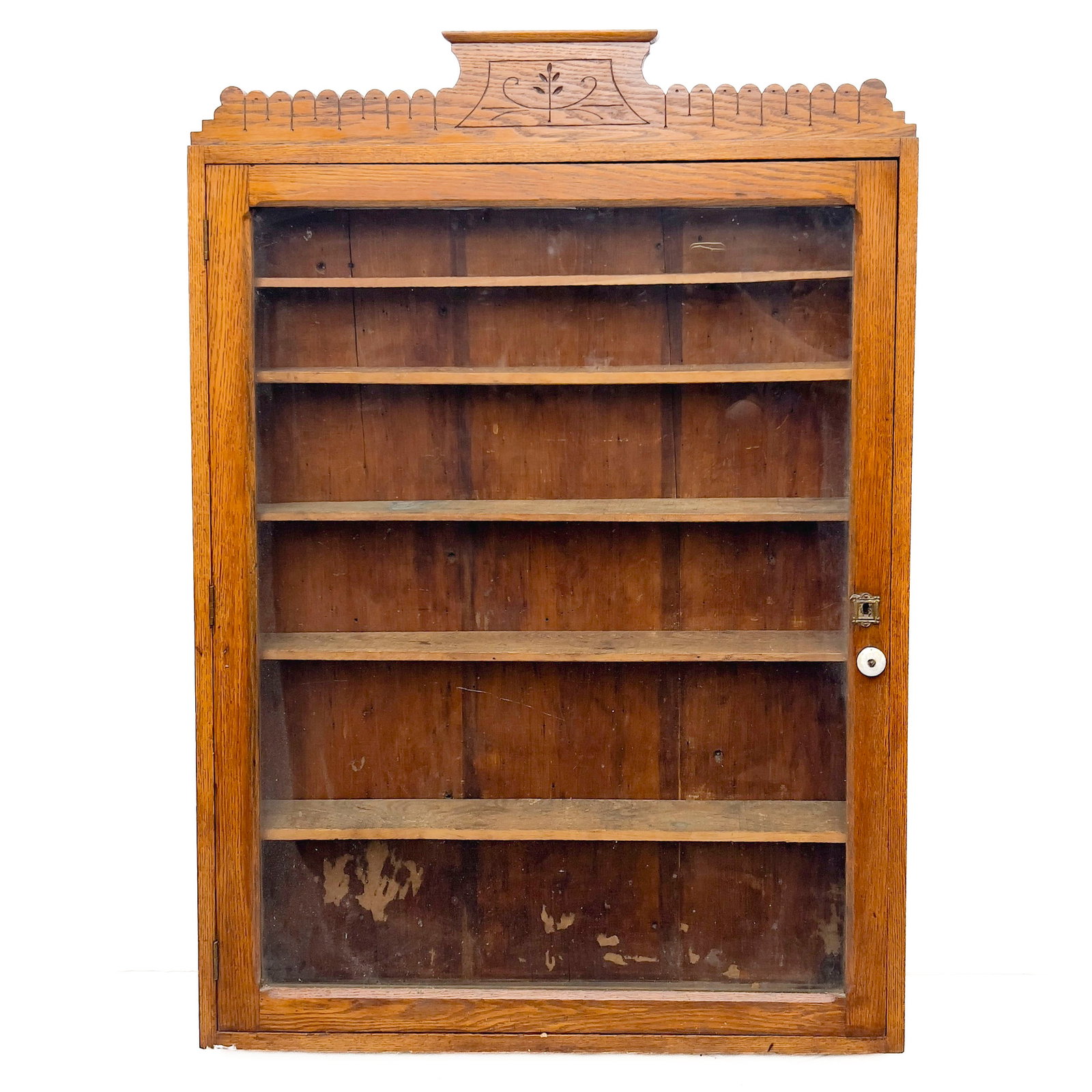 Antique Edwardian Oak Wall-Mounted Vitrine (1 of 5)
