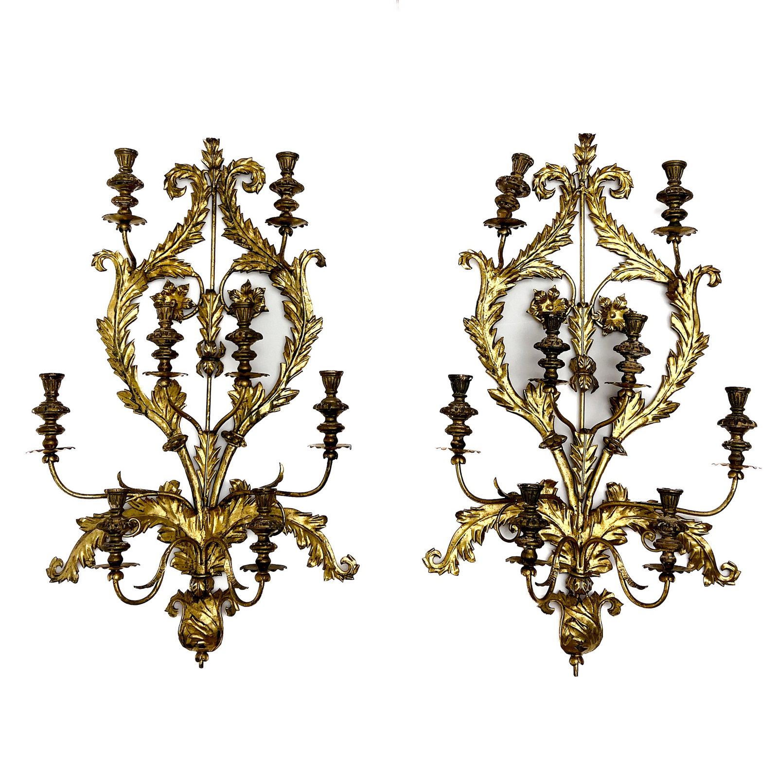A Pair of Italian Baroque Style Gilt Wood and Metal Sconces (1 of 3)