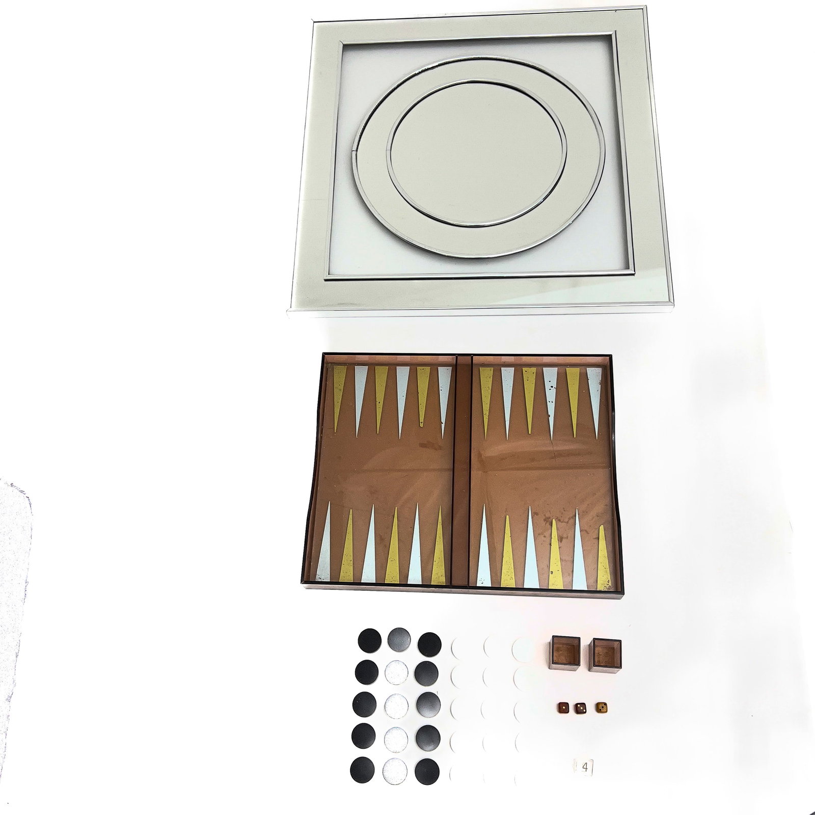 Modern Wall Mirror and Backgammon Set - 4