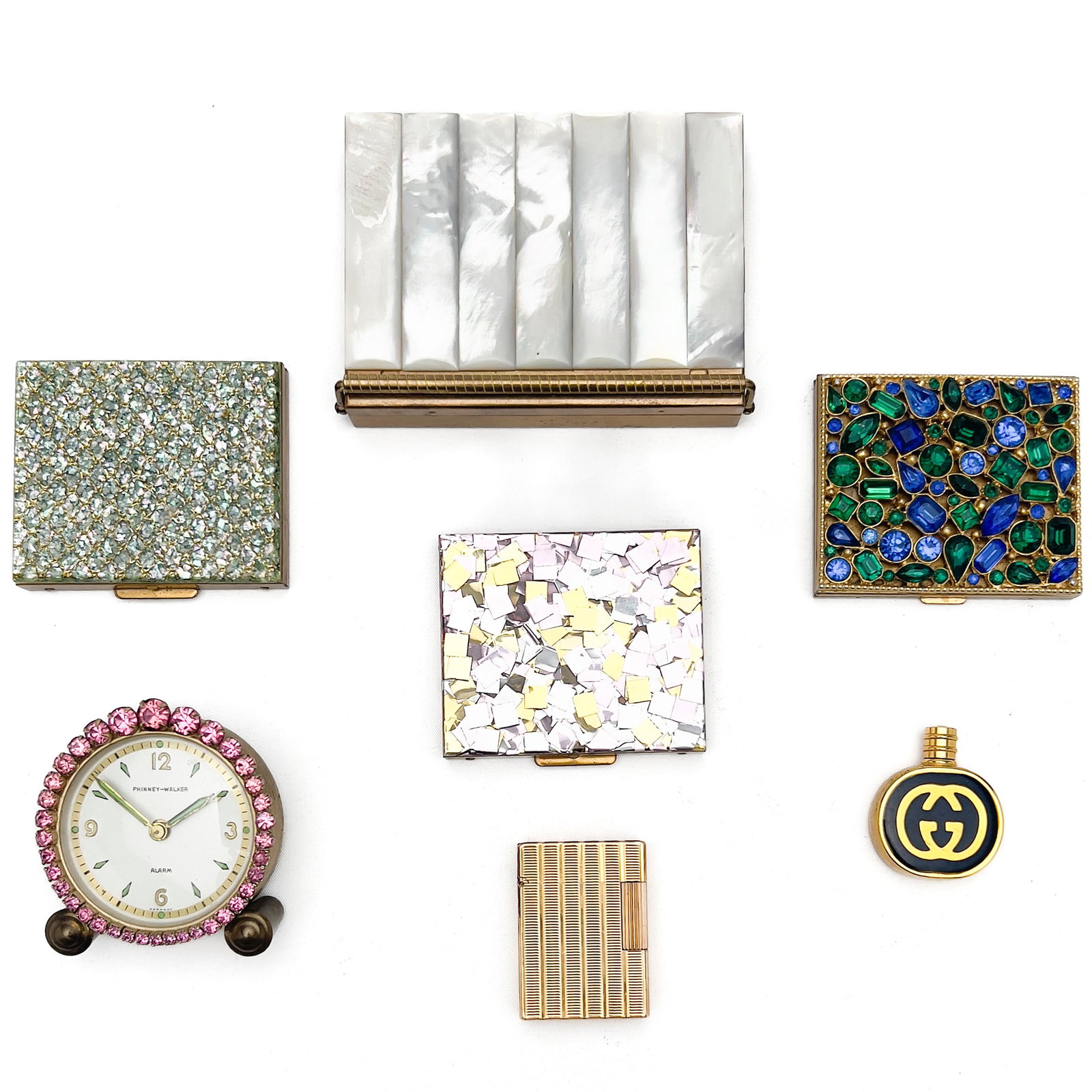 Vintage Accessory Group (7), Fancy Gold-tone Compacts, Lighter, Gucci Perfume+ (1 of 5)