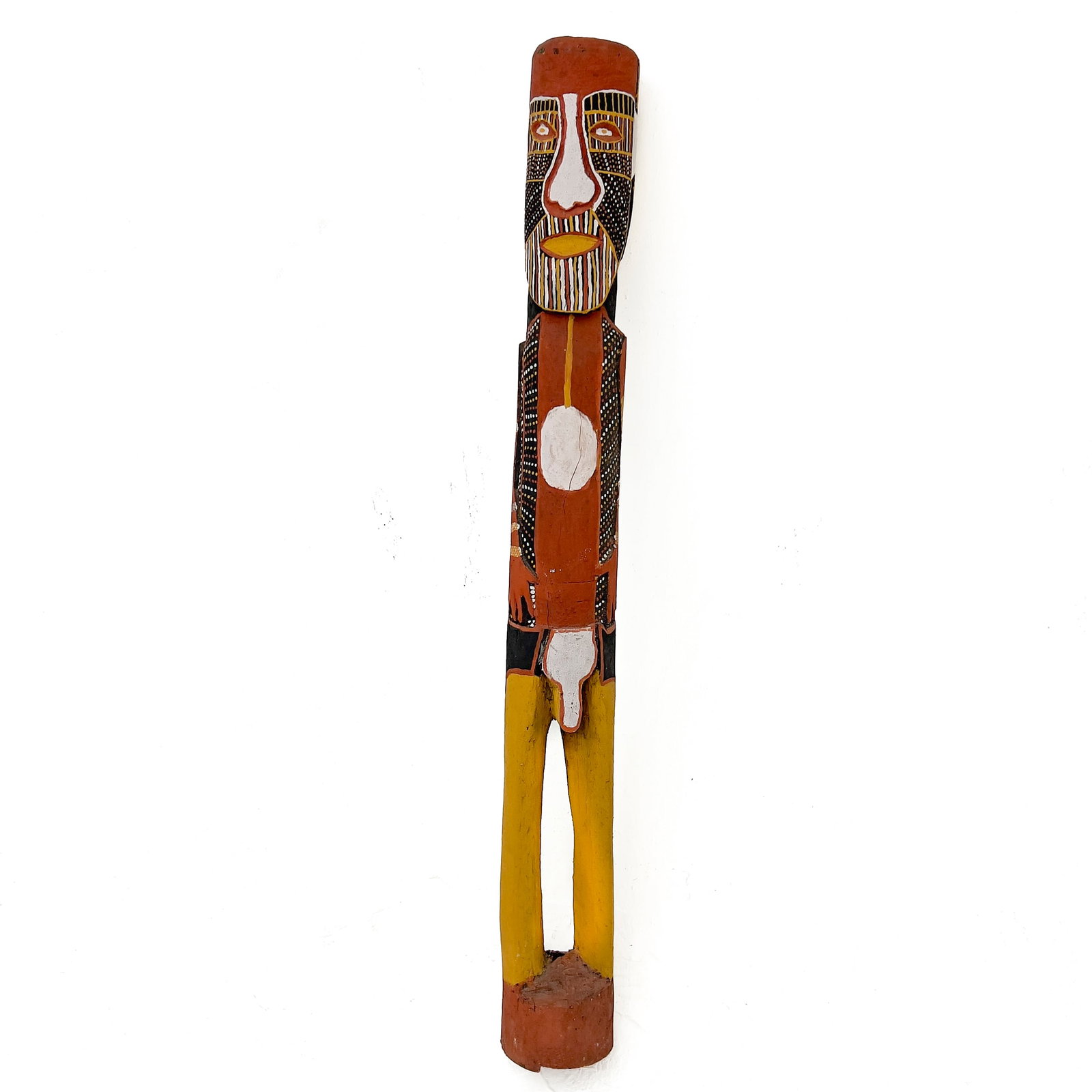 Australian Aboriginal Tiwi Ironwood Pukumani Totem Figure: Lot 160 Australian Aboriginal Tiwi Ironwood Pukumani Totem Figure ironwood, pigment height: 51 inches Description: An Australian Aboriginal carved ironwood ancestor totem figure created by a Tiwi Isla