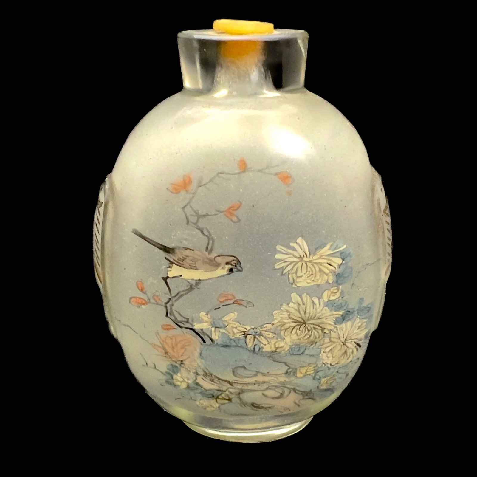 Chinese Inside-Painted Rock Crystal Snuff Bottle: Lot 168 Chinese Inside-Painted Rock Crystal Snuff Bottle rock crystal 2 1/2 x 1 3/4 x 7/8 inches Description: A Chinese carved rock crystal snuff bottle of compressed oval form featuring an interior s