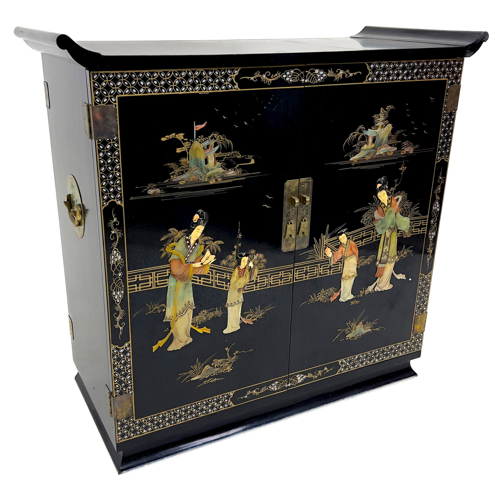 Chinese Black Lacquer Bar Cabinet (1 of 5)