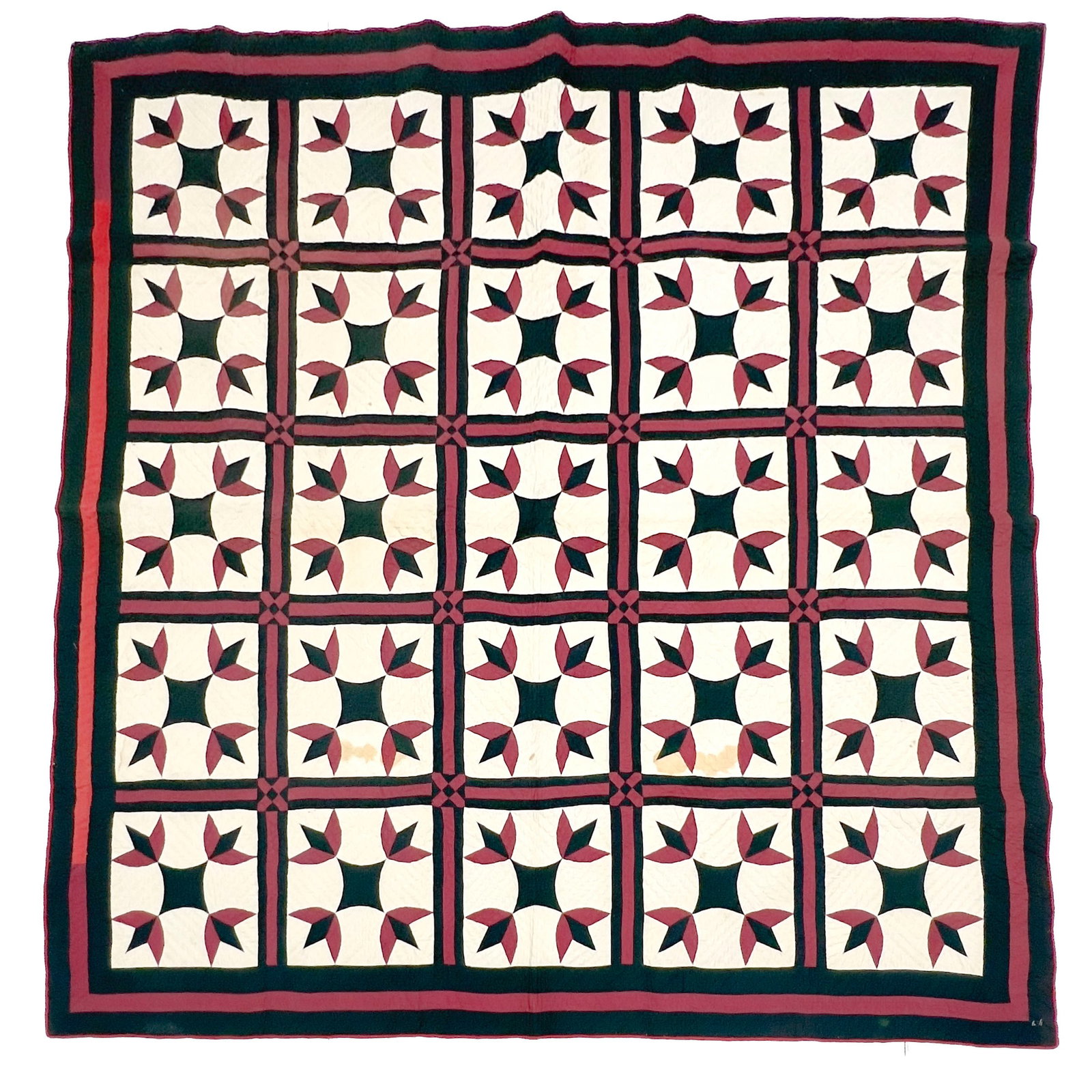 An American \”Turkey Tracks\” Patchwork Quilt (1 of 3)