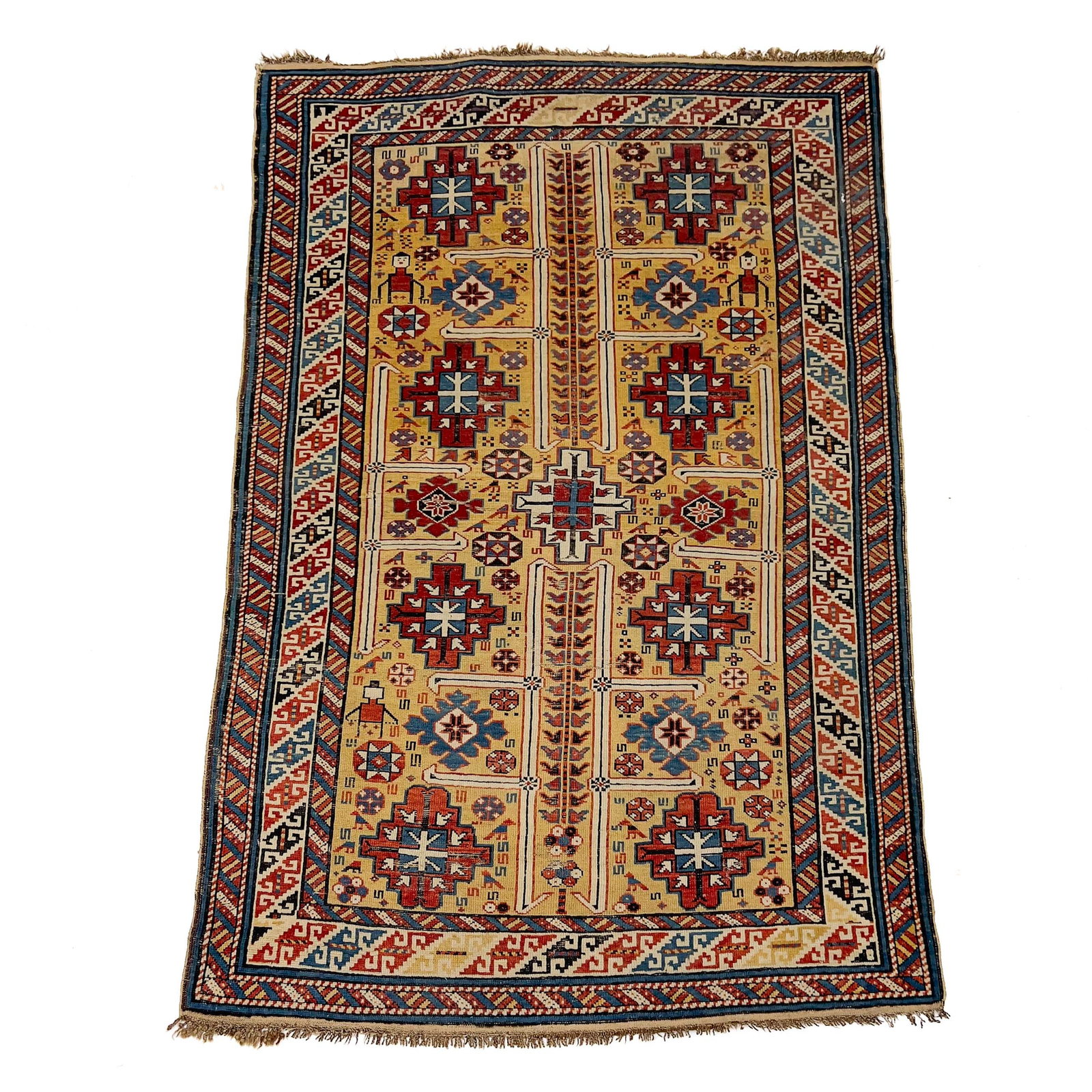 Antique Caucasian Kuba Rug: Lot 202 Antique Caucasian Kuba Rug (Late 19th Century) wool 6' 1/2'' x 3’ 10\” inches Description: An antique Caucasian Kuba rug of rectangular form featuring a vertical arrangement of six