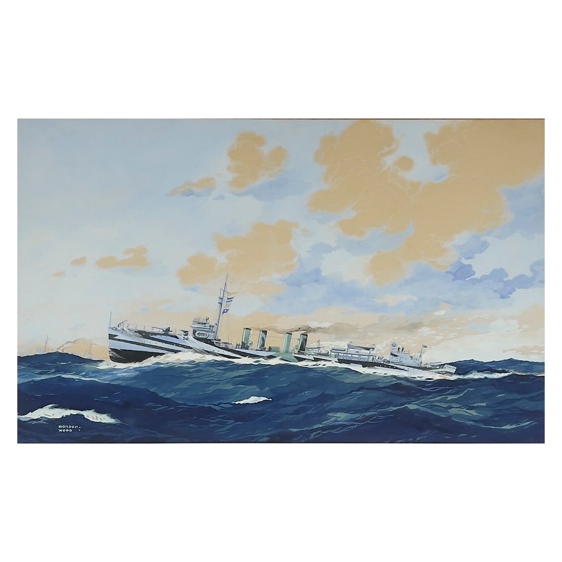 Worden Wood - U.S. Destroyer Balch: Lot 7 Worden Wood Amrican (1880-1943) U.S. Destroyer Balch watercolor and gouache 13 1/4 x 20 inches signed lower left Frame details: framed, glass glazing, 21 1/2 x 28 inches Provenance:<