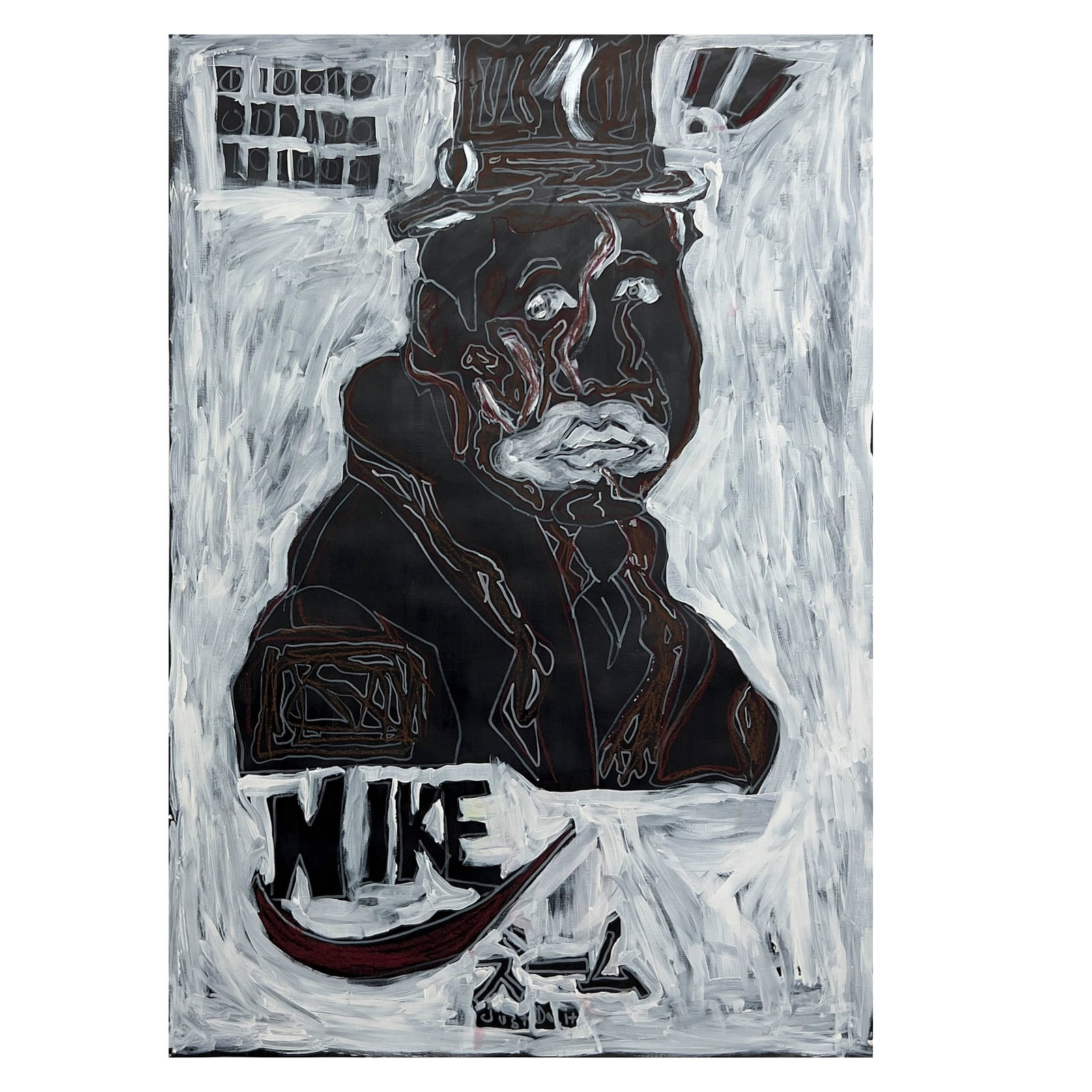 John Isiah Walton - Zoom: Lot 115 John Isiah Walton American (B. 1985) Zoom (2020) acrylic and pastel on canvas paper 48 x 33 1/4 inches Frame details: Framed, Dimensions: 53 x 39 inches Provenance: Property from th