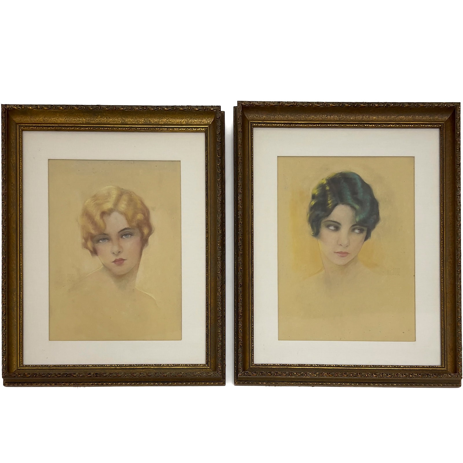 Hal Phyfe - A Pair of Art Deco Portraits of Young Women: Lot 126 Hal Phyfe American (1892-1968) A Pair of Art Deco Portraits of Young Women (Circa 1930) pastel sight each: 16 x 12 inches Description: A pair of Art Deco portrait drawings executed in pastel