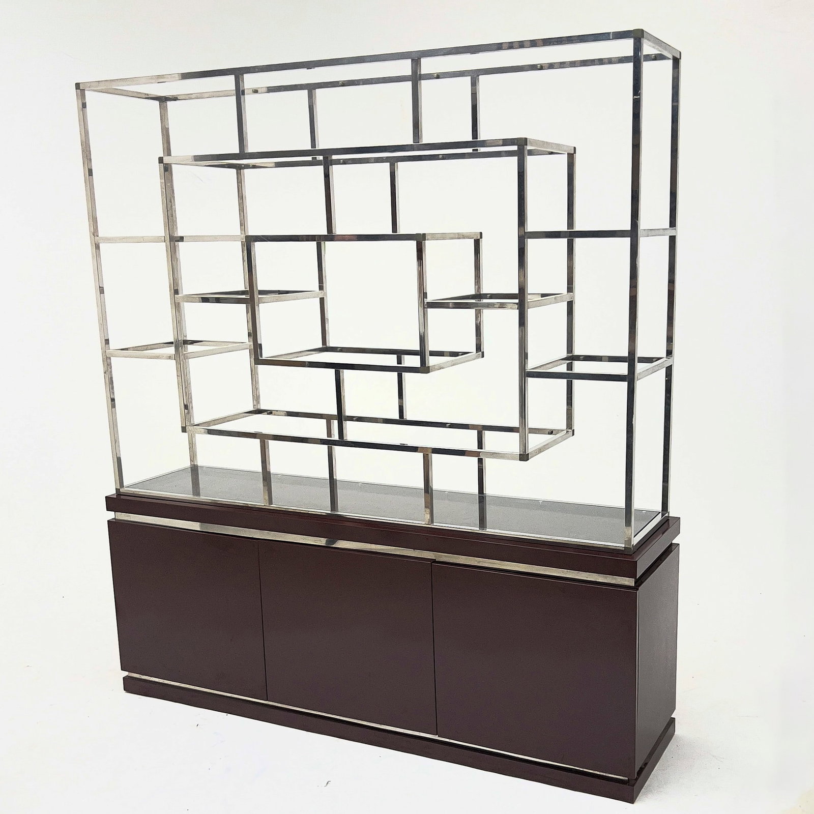 Modern Lacquer and Chrome Wall Unit - 2