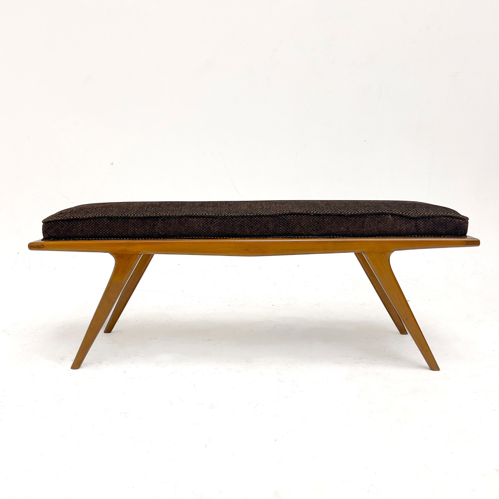A Pair of Italian Mid-Century Modern Teak and Upholstered Benches (1 of 4)