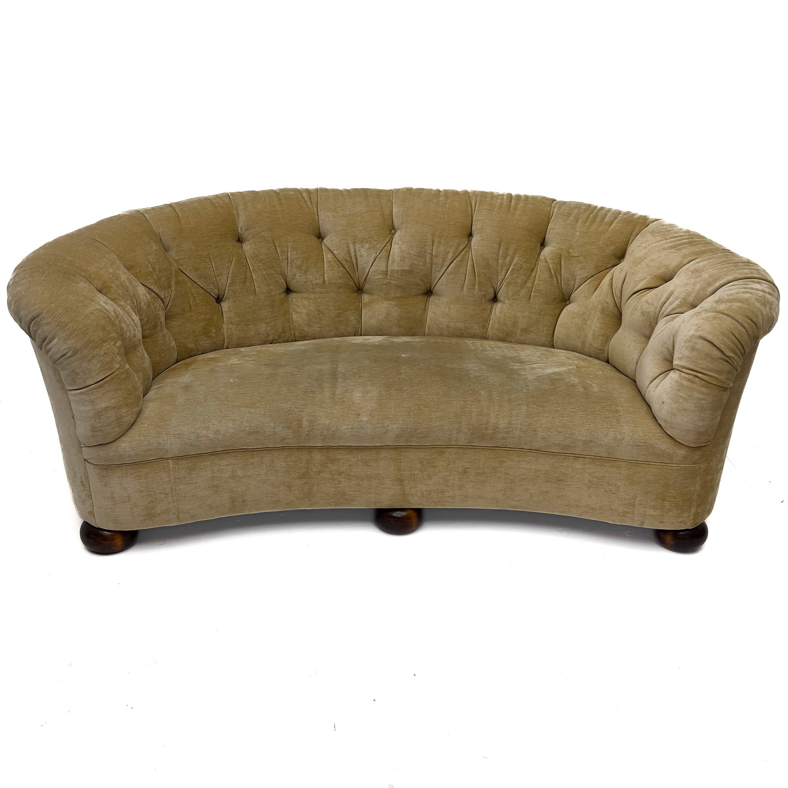 An Art Deco Style Tufted Chenille Gondola Sofa (1 of 4)