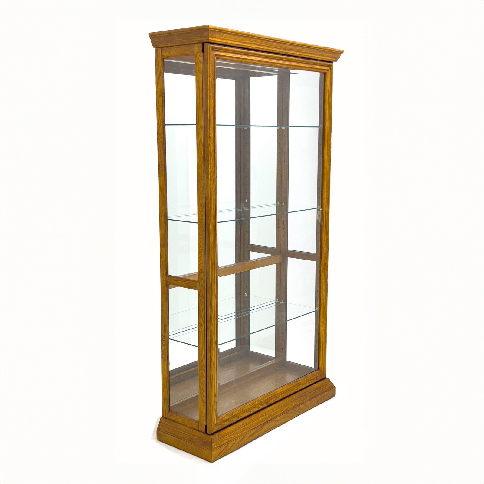 Front Slide Oak Glass Curio Display Cabinet (1 of 7)