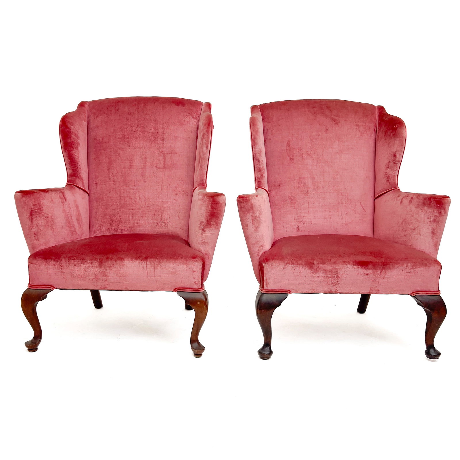 A Pair of Queen Anne Style Pink Fireside Chairs (1 of 3)