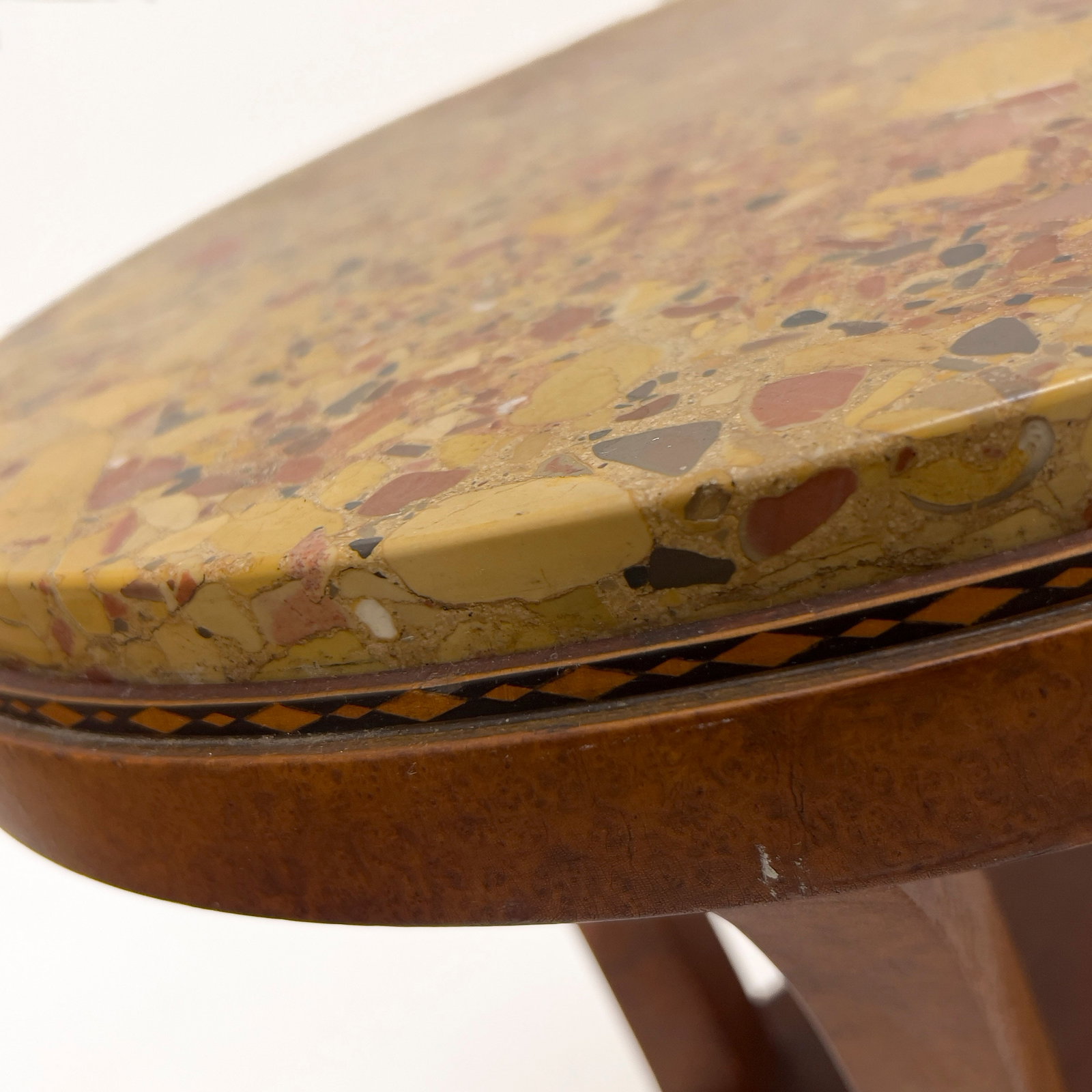Oval Breccia Marble-Top Side Table - 4