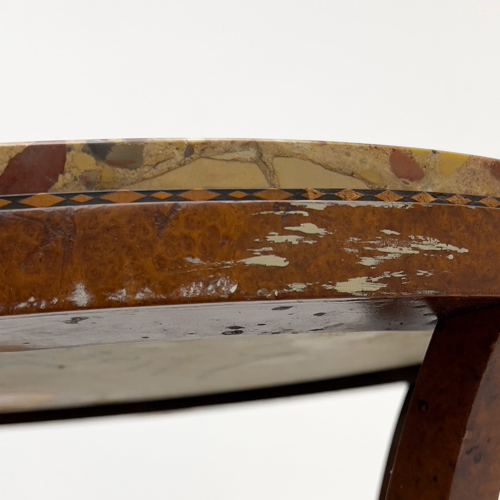 Oval Breccia Marble-Top Side Table - 5