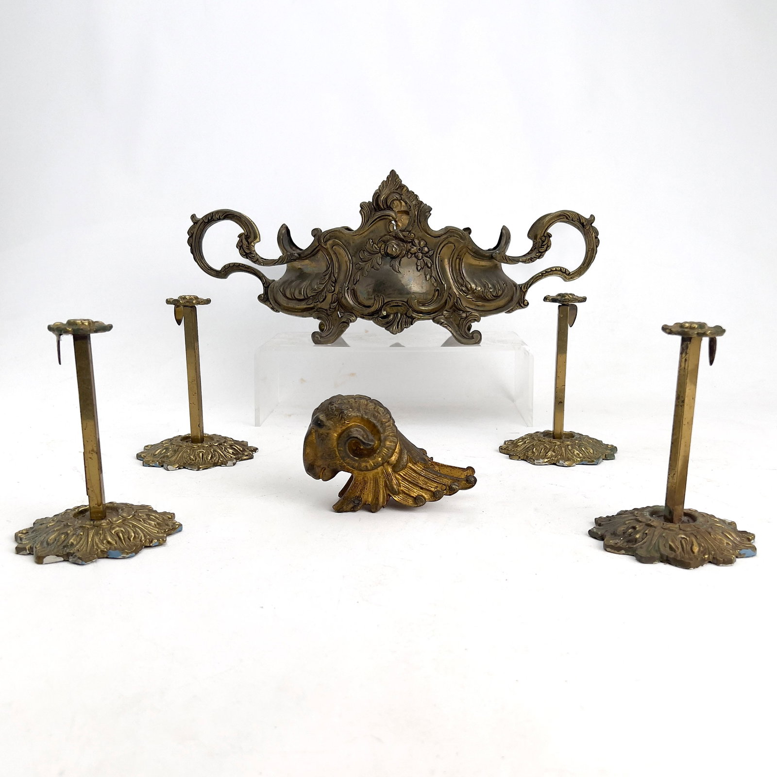 Assembled Brass Lighting, Ormolu Mount, and Jardinière Group - 2