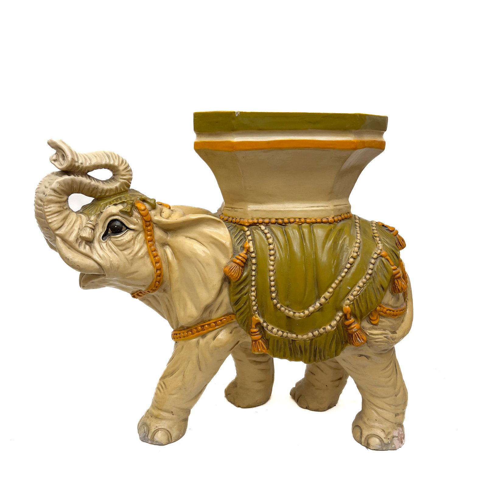 Italian Glazed Terracotta Elephant Garden Seat: Lot 314 Italian Glazed Terracotta Elephant Garden Seat (Mid-20th Century) Terracotta, ceramic glaze 23 1/2 x 26 x 10 1/2 inches Description: A glazed terracotta garden seat modeled in the form of a ca