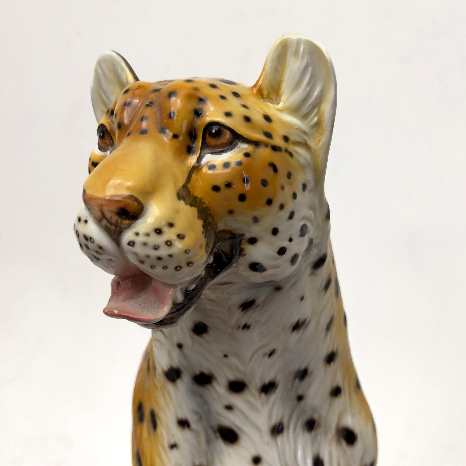 Ronzan - Polychrome Glazed Ceramic Seated Cheetah - 2