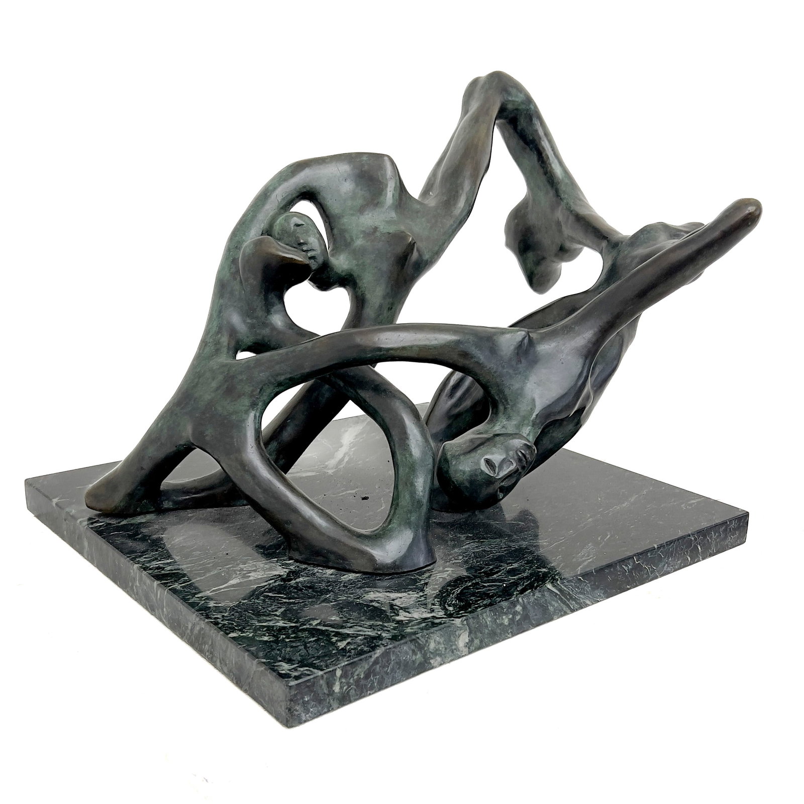 Unknown Artist - Abstract Intertwined Forms: Lot 322 Unknown Artist Abstract Intertwined Forms (1980) bronze overall: 13 x 19 1/2 x 14 inches base: 1 x 15 1/2 x 14 inches Incised \”L. Aboulafia\” and dated to sculpture base Descript